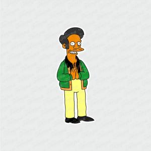 Apu - Os Simpsons Branco Brilho Orajet entre 3 e 15cm (Proporcional a imagem) 4x0 Fosco Emborrachado Detalhado 
