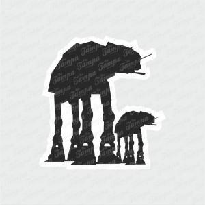 AT-AT - Star Wars Branco Brilho Orajet entre 3 e 9cm (Proporcional a imagem) 4x0 Fosco Emborrachado Detalhado 