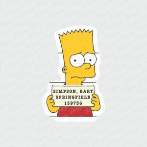 Bart Detento - Os Simpsons Branco Brilho Orajet entre 3 e 9cm (Proporcional a imagem) 4x0 Fosco Emborrachado Detalhado 