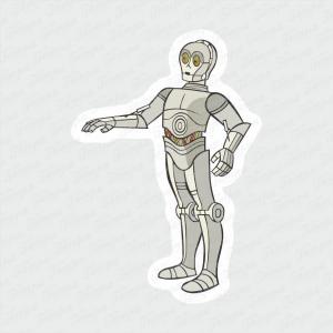 C-3PO - Star Wars Branco Brilho Orajet entre 3 e 9cm (Proporcional a imagem) 4x0 Fosco Emborrachado Detalhado 