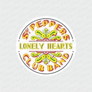 Beatles Lonely Hearts - Musica Branco Brilho Orajet entre 3 e 15cm (Proporcional a imagem) 4x0 Fosco Emborrachado Detalhado 