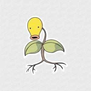 Bellsprout - Pokemon Branco Brilho Orajet entre 3 e 15cm (Proporcional a imagem) 4x0 Fosco Emborrachado Detalhado 