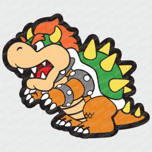 Bowser  - Super Mario Branco Brilho Orajet entre 3 e 9cm (Proporcional a imagem) 4x0 Fosco Emborrachado Detalhado 