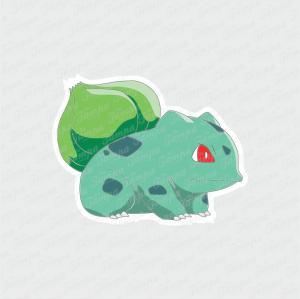 Bulbasaur - Pokemon Branco Brilho Orajet entre 3 e 15cm (Proporcional a imagem) 4x0 Fosco Emborrachado Detalhado 