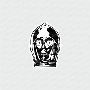 C-3PO - Star Wars Branco Brilho Orajet entre 3 e 9cm (Proporcional a imagem) 4x0 Fosco Emborrachado Detalhado 