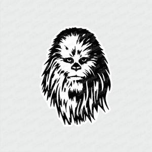 Chewbacca - Star Wars Branco Brilho Orajet entre 3 e 9cm (Proporcional a imagem) 4x0 Fosco Emborrachado Detalhado 