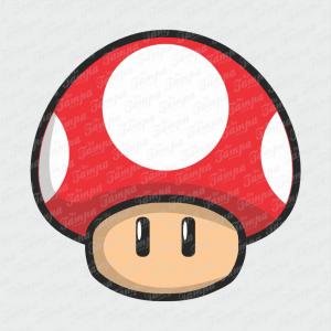 Cogumelo Vermelho - Super Mario Branco Brilho Orajet entre 3 e 9cm (Proporcional a imagem) 4x0 Fosco Emborrachado Detalhado 