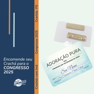 CRACHA EM PVC + BRANCO FOSCO VINIL Branco Fosco Orajet L 8,5 X A 5,3 CM 4x0 UV Brilho Vitrificado ou Fosco Emborrachado Fechamento por ímã magnético