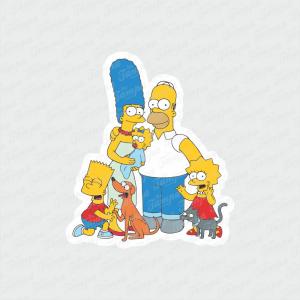 Família Unida - Os Simpsons Branco Brilho Orajet entre 3 e 9cm (Proporcional a imagem) 4x0 Fosco Emborrachado Detalhado 