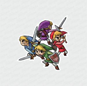 Four Swords - Zelda Branco Brilho Orajet entre 3 e 15cm (Proporcional a imagem) 4x0 Fosco Emborrachado Detalhado 