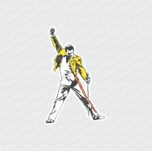 Freddie Mercury - Musica Branco Brilho Orajet entre 3 e 15cm (Proporcional a imagem) 4x0 Fosco Emborrachado Detalhado 