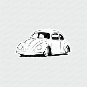 Fusca Rebaixado - Automotivo Branco Brilho Orajet entre 3 e 15cm (Proporcional a imagem) 4x0 Fosco Emborrachado Detalhado 