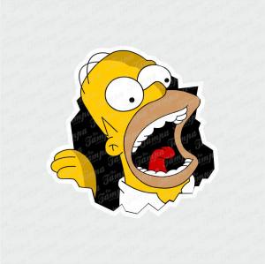 Homer Aaahh - Os Simpsons Branco Brilho Orajet entre 3 e 15cm (Proporcional a imagem) 4x0 Fosco Emborrachado Detalhado 