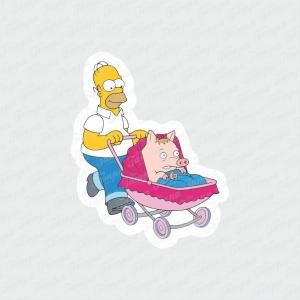 Homer e o Porco Aranha - Os Simpsons Branco Brilho Orajet entre 3 e 9cm (Proporcional a imagem) 4x0 Fosco Emborrachado Detalhado 