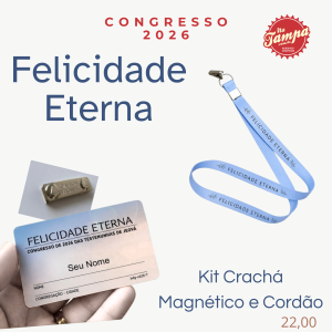 KIT CRACHA EM PVC + BRANCO FOSCO VINIL + CORDAO PERSONALIZADO Branco Fosco Orajet L 8,5 X A 5,3 CM 4x0 UV Brilho Vitrificado ou Fosco Emborrachado Fechamento por ímã magnético