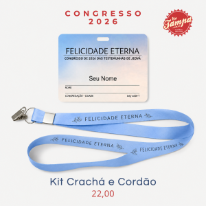 KIT CRACHA EM PVC + BRANCO FOSCO VINIL + CORDAO PERSONALIZADO Branco Fosco Orajet L 8,5 X A 5,3 CM 4x0 UV Brilho Vitrificado ou Fosco Emborrachado Fechamento por ímã magnético