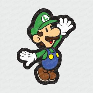 Luigi - Super Mario Branco Brilho Orajet entre 3 e 9cm (Proporcional a imagem) 4x0 Fosco Emborrachado Detalhado 