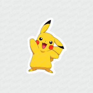 Pikachu - Pokemon Branco Brilho Orajet entre 3 e 9cm (Proporcional a imagem) 4x0 Fosco Emborrachado Detalhado 