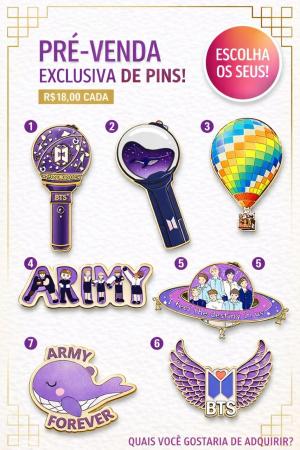 PIN DE METAL - BTS Metal Pin  Verniz Esmaltado Esmaltado PRE VENDA ENCOMENDA INDIQUE O NUMERO DO MODELO