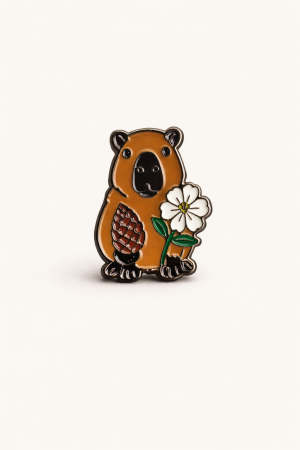 PIN DE METAL CAPIVARA FLOR Metal Pin  Verniz Esmaltado Esmaltado PRE VENDA FELICIDADE ETERNA