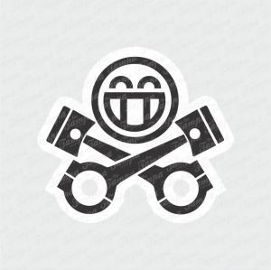 Piston Heads - Automotivo Branco Brilho Orajet entre 3 e 15cm (Proporcional a imagem) 4x0 Fosco Emborrachado Detalhado 