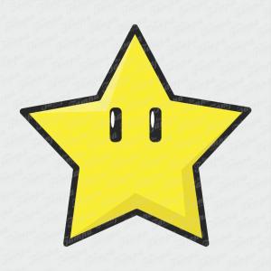 Power Star - Super Mario Branco Brilho Orajet entre 3 e 9cm (Proporcional a imagem) 4x0 Fosco Emborrachado Detalhado 