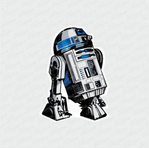 R2-D2 - Star Wars Branco Brilho Orajet entre 3 e 9cm (Proporcional a imagem) 4x0 Fosco Emborrachado Detalhado 