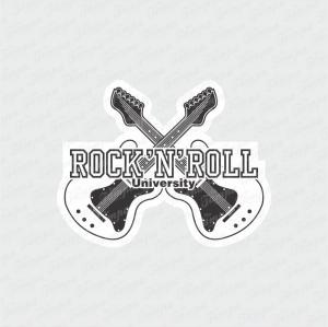 Rock\'n\'Roll University - Musica Branco Brilho Orajet entre 3 e 15cm (Proporcional a imagem) 4x0 Fosco Emborrachado Detalhado 