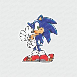 Sonic 1 - Sonic Branco Brilho Orajet entre 3 e 15cm (Proporcional a imagem) 4x0 Fosco Emborrachado Detalhado 