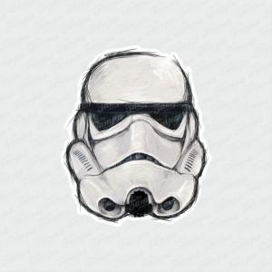 Stormtrooper - Star Wars Branco Brilho Orajet entre 3 e 9cm (Proporcional a imagem) 4x0 Fosco Emborrachado Detalhado 